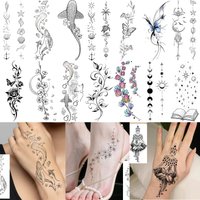 1 Sheet Ocean Whale Shark Leaf Flower Temporary Tattoo For Women Forearm Ankle, Waterproof Durable Realistic Fake Tattoo Sticker