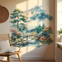 1 Piece of Chinese-Style Landscape Wall Sticker Suitable for Home Room, Bedroom, Living Room, Bathroom Wall Decoration
