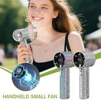 2025 Summer New Diamond Handheld Small Fan 199-speed Creativity Shining Fan Digital Display Outdoor Portable Fan High-speed U6A2