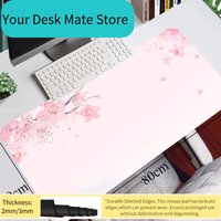 Pink Cherry Blossoms Speed Locking Edge Large Natural Rubber Mouse Pad Waterproof Game Desk Mousepad Keyboard Mat For Ladies