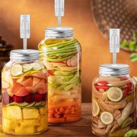 Fermentation Jar Kit Glass Fermentation Weights 4-Pack With Intelligent Air Valve Fermenter Presser Silicone Seals For Pickles