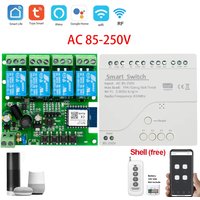 4CH RF Smart Switch 12V 24V 220V AC DC WIFI Tuya Remote Control 433 Light Switch 10A Rele Relay Self-locking interlock inching