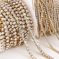 1Meter Stainless Steel Crystal Rhinestone Chain Sew-On Glue-On Trim Cup Chains for DIY Clothing Bag Decorative Chain