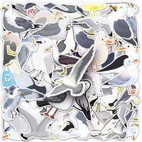 50-100PCS Seagull Graffiti Stickers Cartoon Bird Waterproof Decals for Water Bottle Phone Luggage Notebook Decor