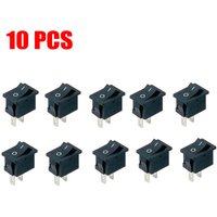 10Pcs Plastic Small Rocker Switch 2 Pin ON-OFF SPST 125VAC/6A 250VAC/3A Black Boat Car Rocker Position Power Switch Black