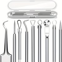 5PCS Blackhead Remover Comedone Extractor, Curved Blackhead Tweezers Kit, Professional Stainless Pimple Acne Blemish Removal Too