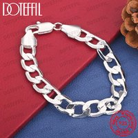 925 Sterling Silver 8 Inch 10MM Classic Cuban Chain Bracelet Men Women Fashion Wedding Party Jewelry