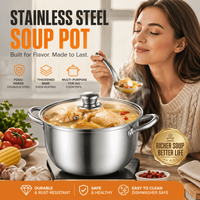 Casserole à double fond en acier inoxydable avec couvercle, ustensiles de cuisine en acier inoxydable antiadhésifs 18/20/22/24 cm, multi-usages