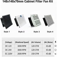148mm Cabinet Filter Fan Kit DC 12V 24V AC 220V High Airflow Dustproof Louver Grille for Electrical Case PLC Enclosure Cooler
