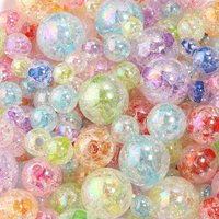 10-100pcs 8 10 12 14 18 20mm Acrylic Cracked Beads Candy Color Round Loose Beads For Jewelry Making DIY Bracelets Accessories