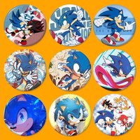 Game S-Sonic Movie Anime Creative Pins Funny Faces Round Snap-in Brooch Badge Backpack Hat Accessories Jewelry Gifts
