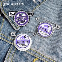 Creative Grape Soda Bottle Cap Enamel Brooch Pin for Clothes Backpack Badge Vintage Nostalgic Classic Jewelry Gift for Friends