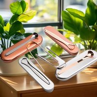 **1Set Metal Tongue Scraper Cleaner For Adults Kids Portable Stainless Steel Tongue Scrapers Brushes For Removing
