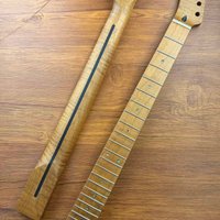 Right Hand Reverse Headstock Guitar Neck, Roasted Flame Maple Neck & Maple Fingerboard, 25.5" Scale Length for Tele Guitar