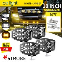 colight 10 Zoll Offroad-Oval-LED-Fahrlicht mit Kombinationsstrahl, Angel-Eye-Tagfahrlicht und Stroboskop-Warnleuchte für LKW, Traktor, Bagger im Offroad-Einsatz