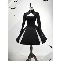 MAGOGO Japanese Gothic Dress Set Sweet Cool Waistcoat Short Jacket + Jsk Mini Dress Black Lolita Suit