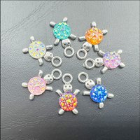 14 New Tortoise Charms Tibetan Silver Tone Retro Mixed Oval Resin Pendants 14x23mm HCJBAB