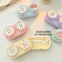 Cute Fruit Button Shape Contact Lens Case 2 Compartment Drawer Portable Plastic Contact Lenses Storage Holder for Daily Travel