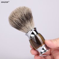 iRAZOR Silvertip Badger Hair Shaving Brush Resin Handle Manual Wet Shave Beard Brush for Men Luxury Hand-Crafted Shaving Tool