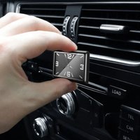 Plated Metal Car Dashboard Clock Square Mini Car Square Decorative Clock Stick-On Luminous Luminous Hands Watch Auto Accessories