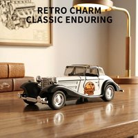 Vintage White Classic Car Die-Cast Model, 11.5cm Pull-Back Toy with Openable Doors, Collectible Retro Vehicle for Kids