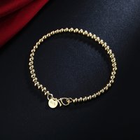 925 sterling Silver 18K gold color 4MM beads Chain Bracelets for Women Fashion Party Wedding Accessories Jewelry Christmas Gifts