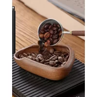 2025 New Brown Coffee Bean Measuring Cup Wood Hand Ground Coffee Tools Coffee Beans Dose Trays Smooth Surface Cafe Supplies