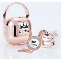 MIYOCAR personalized Metallic purple bling pacifier and clip pacifier box set BPA free dummy Luxury unique color and design
