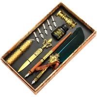 Retro Quill Set Business Gift Pen European Dip Fountain Pens Student Creative Feather Pen School Supplies