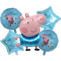 5PC Cute Foil Balloons Set Home Decor Cartoon Peppa Pigs Balloon Boy Girl Baby Shower Gender Reveal Birthday Party Supplies Gift