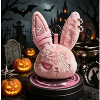 Gothic Bandage Bunny Plush Keychain Kawaii Stitched Rabbit Bag Charm Punk Car Backpack Pendant Girls Halloween Gift