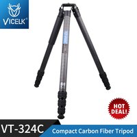 VICELK VT284C/VT-324C 158cm Compact Carbon Fiber Tripod 28/32mm Tube Heavy Duty Camera Travel Tripod for DSLR Camera ,Load 25kg