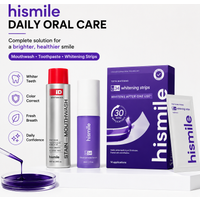 Hismile ID Fleckenentferner Mundwasser V34 Zahnaufhellungsstreifen & Farbkorrektur-Serum Frischer Atem Plaque-Entferner Mundpflege