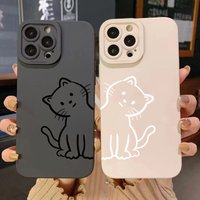 Cute Couple Cats Silicone Phone Case For iPhone 11 12 13 14 15 16 17 Pro Max 17 Air 16E XS X XR 7 8 Plus Shockproof Soft Cover