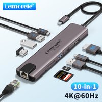 Lemorele 10 in 1 USB C HUB Type C Adapter HDMI 4K@60Hz PD 100W Docking Station RJ45 1000Mbps Ethernet SD/TF Slot for Mac Laptop
