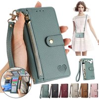 S23 Ultra S22 Plus S21 FE S20 Zipper Wallet Case RFID 360 Protect for Samsung Galaxy Note 20 S 23 22 S10 E S9 Leather Book Cover