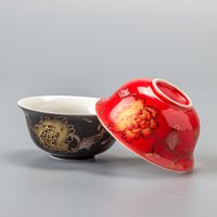 High quality Chinese traditional Golden dragon tea cup 1pcs,Red ceramic teacup Puer cup set,ceramic kiln Top Grade Porcelain