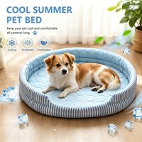 Summer Sleeping Dog Mat Ice Thread Dog Bed Cat Geometric Circular-Patterned Cat And Dog Bed Ice Bed Cooling Mat For Cat And Dog