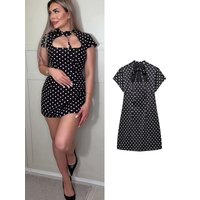 TFMLN Elegant Women Polka Dot Bow Dress Trendy Slim Mini Dress New 2026 Summer Fashion High Street Holiday Lady Short Dress