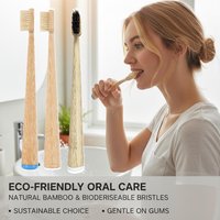 1/3pcs Boar Bristles Natural Bamboo Toothbrush Biodegradable Completely-free of plastic and nylon,Pig bristles Bamboo Toothbrush