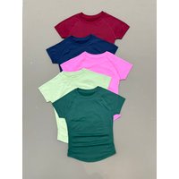 Women Sports T-Shirt Round Neck Short Sleeve Breathable Stretchy Tops Gym Fitness Yoga Running Workout Casual Athletic Shirts