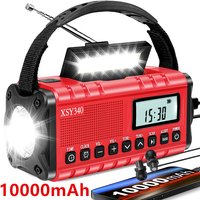 Waterproof 10000mAh Weather Radio Solar Hand Crank Emergency Radio AM/FM/SW/NOAA Alert Portable Radio with Flashlight Reading