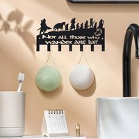 Not All Who Wander Are Lost" -1pc Metal Inspirational Metal Wall Art with 7 Hooks | Key Holder & Decorative Perfect for Decor