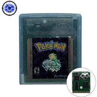 GBC Game Cartridge Pokemon Crystal Clear V2.5.11 Video Game Console Card Holographic Label High Quality with RTC
