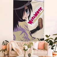 Tomoko Kuroki Watamote Cute Tapestry, Japanese Anime Girl Wall Hanging for Bedroom Dorm Room Aesthetic Decor Gift