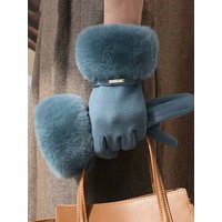 AliExpress LAOVCE Women Winter Keep Warm Plush Wrist Fingertips Clamshell Touch Screen Gloves Fashion Elegant Retro Luxury Drive Cycling Thicken
