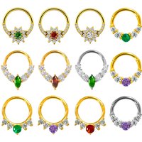 Zircon Clicker Daith Piercing Nose Ring Ear Cartilage Helix Hoop Body Septum For Women Men 316L Surgical Steel