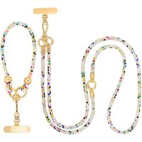 1pc Colorful Beaded Cell Phone Lanyard Universal Crossbody Strap Detachable Wrist Chain Gold Hardware for Women Girls