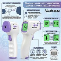 Alextrasza Infrared Fever Thermometer Pulse Oximeter Household Temperature Blood Oxygen Tester for All Ages