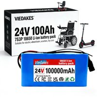 24V 100Ah 7S3P 18650 Rechargeable Battery with BMS 29.4V 2A Charger for Wheelchair Scooter Backup Power